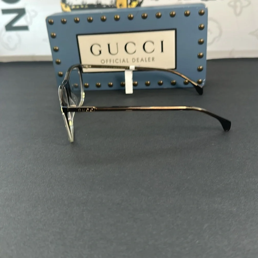 Gucci GG0554O 004 Grey/Clear Rectangular Men's Eyeglasses